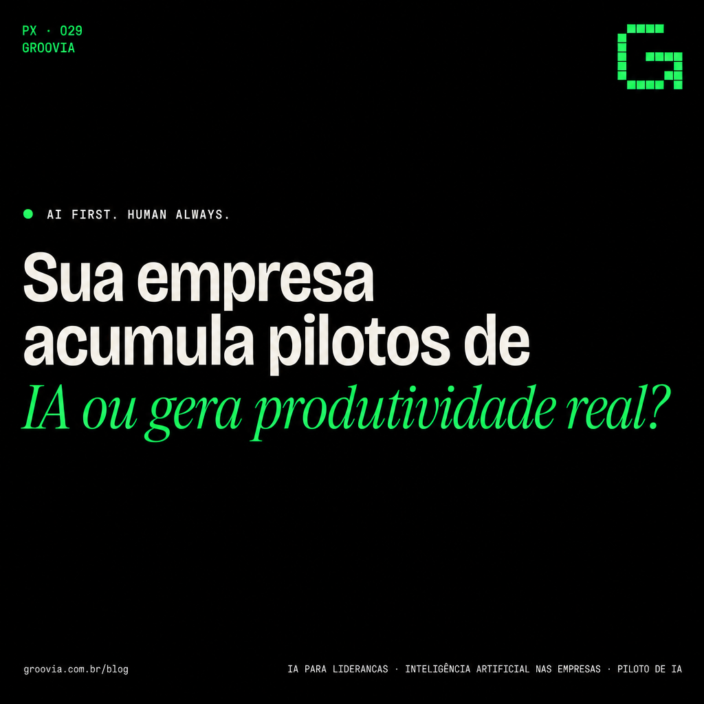 Capa do artigo Groovia: Sua empresa acumula pilotos de IA ou gera produtividade real?